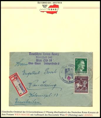 Poststück - Ungewöhnliche Rotkreuz-Belege Österreich 1945, - Známky a pohlednice