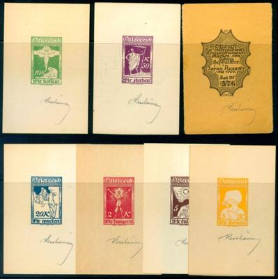 (*) - 6 Hesshaimer - Entwürfe für - Briefmarken und Ansichtskarten