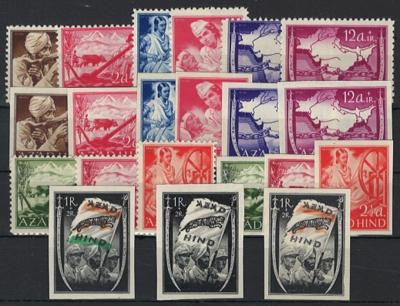 ** - D.Reich - Private Ausg. - Nationales Indien (Azad Hind- Freies Indien) gez. u. ungez., - Stamps and postcards