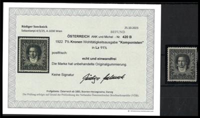 ** - Österr. Nr. 420B (Beethoven - Briefmarken und Ansichtskarten