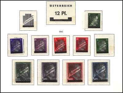 ** - Sammlung Österr. 1945/1972 mit Gitter - Kindheit - Kärnten - Flug 1950/53 - Wiederaufbau II, - Stamps and postcards