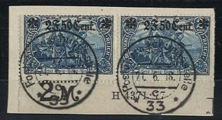 Briefstück - D. Bes. WK I - Etappengebiet West Nr. 12Bb als waagrechtes Unterrandpaar mit HAN "H4371.17" auf Briefstück, - Briefmarken und Ansichtskarten