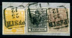 Briefstück - Österr. Nr. 1+2+4 auf Briefstück, - Známky a pohlednice