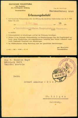 Poststück - 2ostmark" - D. Volkssturm: Erfassungsbefehl - Briefmarken und Ansichtskarten