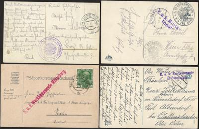 Poststück - Österr. Feldpost WK I - Partie Sperrkommanden u.a. mit Sperrkommando Malborgeth, - Briefmarken und Ansichtskarten