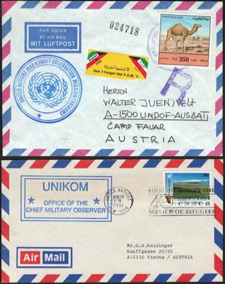 Poststück - Österr. UNO Einsatz 1991 in Kuweit in div. Varianten wie UNIKOM, - Francobolli e cartoline