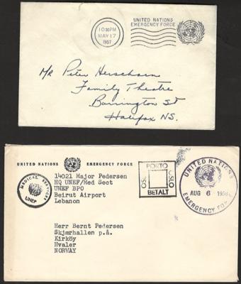 Poststück - Reichh. Partie UNO - Feldpost etc. ab ca. 1957 verschiedener Einsätze und Nationalitäten, - Stamps and postcards