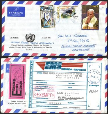 Poststück - Sammlung Österr. UNO - Kriseneinsatz in Ruanda 1995 verschied. Postwege, - Známky a pohlednice