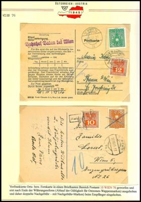 Poststück - Wien IV (Wieden) ca. 70 Belege aus 1945, - Známky a pohlednice