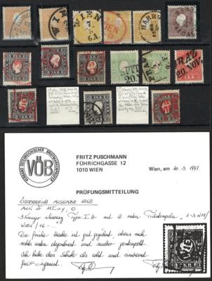 .gestempelt - Österr. - Kl. Partie Ausg. 1858 u.a. mit Rot - Entwertungen, - Stamps and postcards