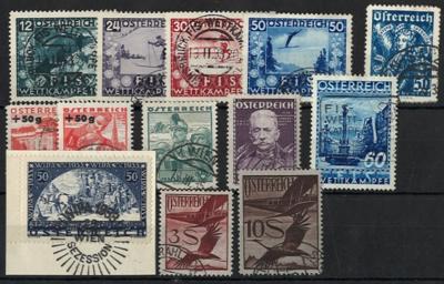 .gestempelt - Sammlung Österr. I. Rep. u.a. mit FIS I/II Flug 1925/30, - Stamps and postcards
