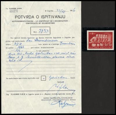 ** - Kroatien Nr. 170 U - laut Attest Vladimir Fleck "aus den sogen. Ministeralben", - Stamps and postcards