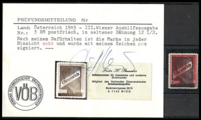 ** - Österr. III. Wr. Aushilfsausg. 3RM in  LZ 12 1/2(ANK Nr. (11) A) postf., - Stamps and postcards