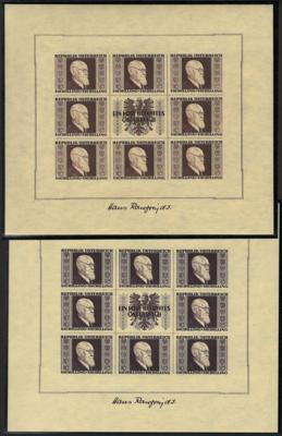 ** - Österr. - RENNERBLOCK (übl. Unebenh. bzw. KLbg. zu 5S mit kl. Haftstelle im Rand), - Stamps and postcards