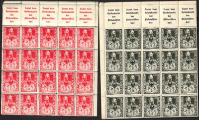 ** - "Ostmark" - Partie Bögen u. Bogenteile Vignetten Heinrich von Stephan zum Tag der Briefmarke 1941, - Stamps and postcards