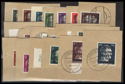 Briefstück - Österr. 1945 - Lokalausgabe Brückenspendenmarken LOSENSTEIN - Satz auf 19 Briefstück, - Stamps and postcards
