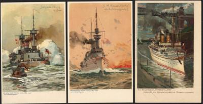 Poststück - AK - Kompl. Serie 12 D. Kriegsschiffe ungelaufen in guter Erh., - Briefmarken und Ansichtskarten
