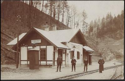 Poststück - Bahnhof Schwarzenbach an der Pielach - Fotokarte aus 1909 gelaufen in guter Bedarfserh., - Známky a pohlednice