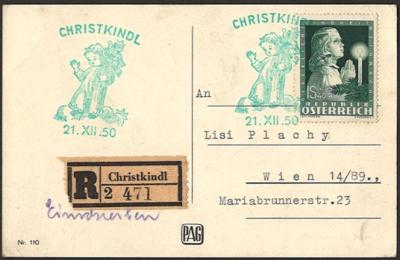 Poststück - CHRISTKINDL 1950 - Rekommandierte Karte vom 21.12.1950 nach Wien, - Známky a pohlednice