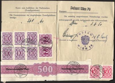 Poststück - Österr. 1950 - Abrechnungszettel für Pensionszahlungsblätter der Postämter WIEN 79, - Francobolli e cartoline