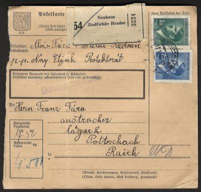 Poststück - "Ostmark" - 3 Paketkarten in das KZ Mauthausen - Arbeitslager Wiener Neudorf, - Francobolli e cartoline