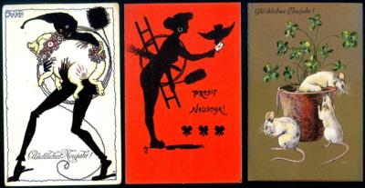 Poststück - Partie AK Motiv Neujahr u.a. Alice Manke Schönpflug - Ludwig Koch - 4 Schweinchen Prägekarten, - Stamps and postcards