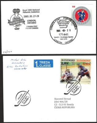 Poststück - Partie Motivbelege Eishockey, - Stamps and postcards