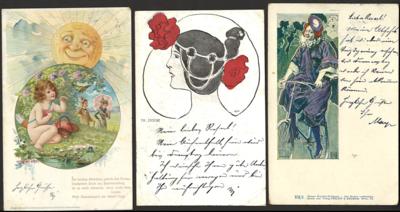 Poststück - Partie Motivkarten u.a. mit Frauen - Hunde etc., - Francobolli e cartoline