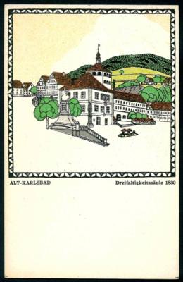 Poststück - Wiener Werkstätte Karte Nr. 209 - Karl Schwetz: Alt Karlsbad, - Známky a pohlednice