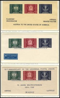 ** - Österr. 1949 - 3 versch. Adreßzettel (ANK 955-957 A, - Stamps and postcards