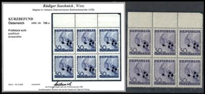 ** - Österr. Nr. 788x in Einheit zu 6 Stück vom Bogenoberrand, - Stamps and postcards