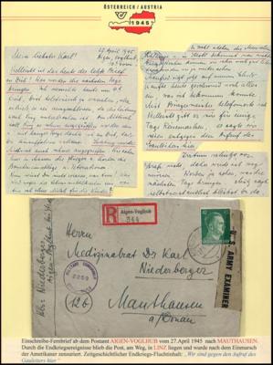Poststück - Attraktive Überrollpost von Flüchtlingen zu Kriegsende aus Oberdonau/Österreich, - Francobolli e cartoline