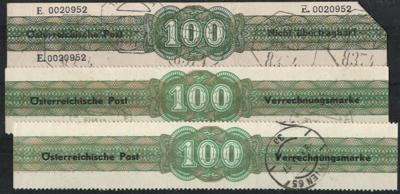 Poststück/gestempelt - Österr. - Partie Verrechnungsmarken - Zustellkarte von Wien 82 aus 1948 mit 3 Stück Nr. 2, - Briefmarken und Ansichtskarten