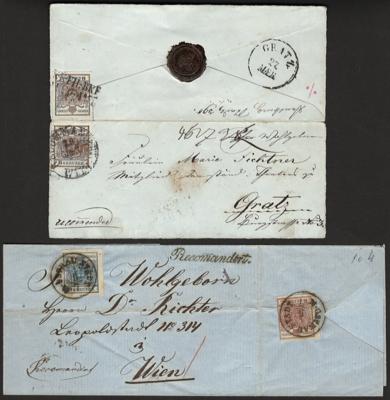 Poststück - Kl. Partie Belege Österr. 1850/1864, - Francobolli e cartoline