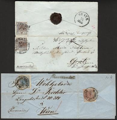 Poststück - Kl. Partie Belege Österr. 1850/1864, - Stamps and postcards