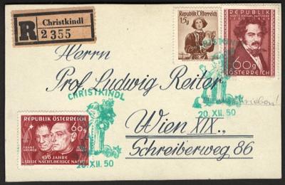 Poststück - Österr. - Christkindl - Reko - Karte vom 20.12. 1950 nach Wien XIX, - Stamps and postcards