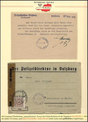 Poststück - Österr. Dokumentation Polize/Gendarmerie in den frühen Nachkriegstagen, - Francobolli e cartoline