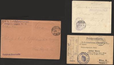 Poststück - Österr. Feldpost WK I - Partie Österr. Luftwaffe mit div. Flieger- und Balloneinheiten, - Briefmarken und Ansichtskarten