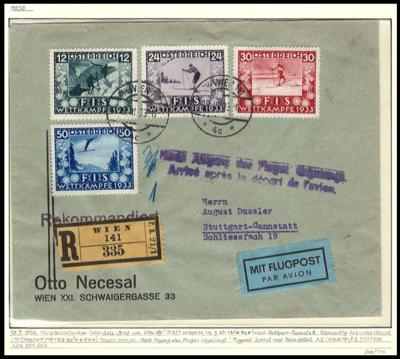 Poststück - Österr. FIS I auf echt gelaufenem Reko-Flugpostbrief nach Stuttgart-Cannstatt, - Briefmarken und Ansichtskarten