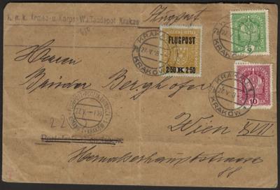 Poststück - Österr. - Flugpost 1918 - Krakau - Známky a pohlednice