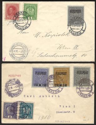 Poststück - Österr. - Flugpost 1918 - Partie Krakau - Wien mit unterschiedl. Daten, - Briefmarken und Ansichtskarten