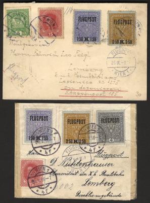 Poststück - Österr. - Flugpost 1918 - Partie Wien - Lemberg mit unterschiedl. Daten, - Briefmarken und Ansichtskarten