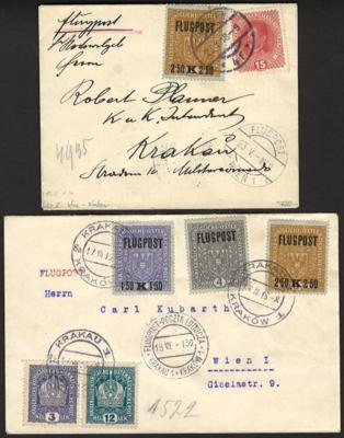 Poststück - Österr. - Partie Flugpost 1918 Krakau - Wien vom 21.4., - Stamps and postcards