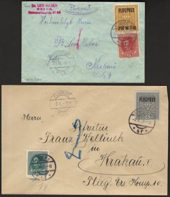 Poststück - Österr. - Partie Flugpost 1918 - Krakau - Wien vom 27.4., - Známky a pohlednice