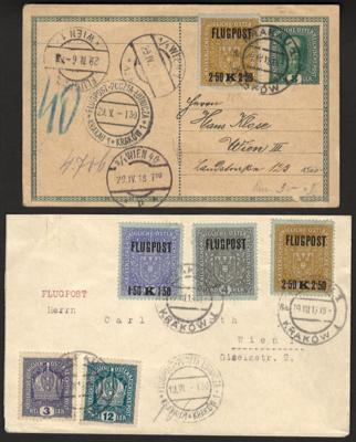 Poststück - Österr. - Partie Flugpost 1918 Krakau - Wien vom 29.4., - Briefmarken und Ansichtskarten