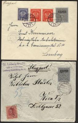 Poststück - Österr. - Partie Flugpost 1918 - Wien - Lemberg vom 26.5. (Notlandung bei Elgot), - Francobolli e cartoline