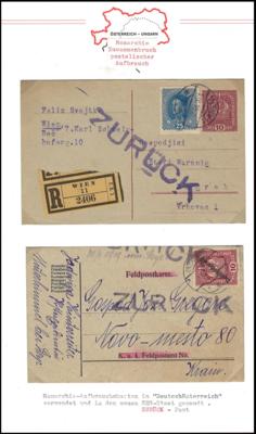 Poststück - Österreich 1918/19 rare Dokumentation der Übergangszeit mit 7 Belegen, - Stamps and postcards