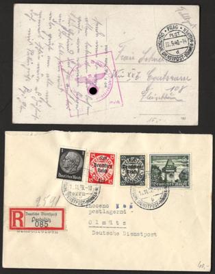 Poststück - Partie D. Dienstpost Böhmen u. Mähren etc., - Briefmarken und Ansichtskarten