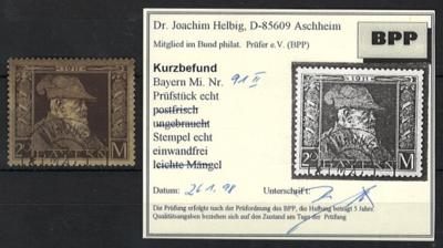 .gestempelt - Bayern Nr. 91 II - laut Kurzbefund Helbig "echt, - Stamps and postcards