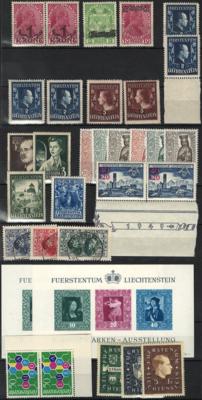 **/*/gestempelt/(*) - Partie Liechtenstein ab 1912 u.a. Nr.304A/B und 305A/B in beiden Zähnungen **, - Francobolli e cartoline